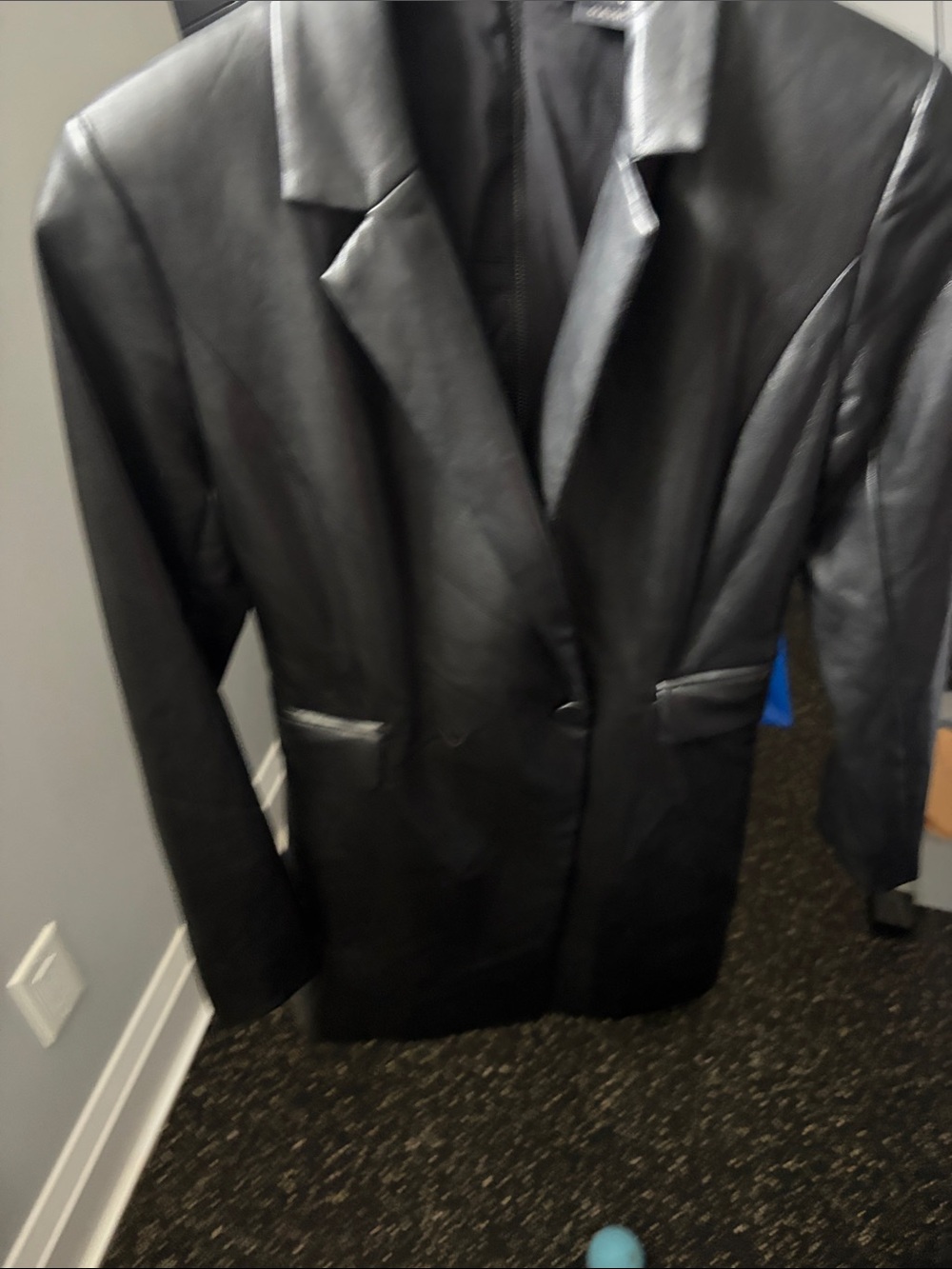 Alice + Olivia Black Leather Blazer